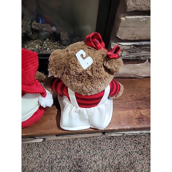Lot (2) 2017 Walmart Christmas Snowflake TEDDY BEARS Boy Girl Large Red Brown - Picture 12 of 16